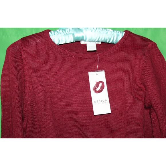 Design History Red Sweater With Ribbon Accent Sleeves Size Women's Small - Picture 2 of 3